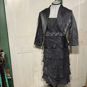 Vintage R & M Richard’s 2-piece Dress & Jacket Semi-Formal Beaded Layered Tiers